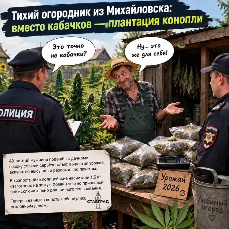 🙄Тихий огородник из Михайловска: вместо кабачков — плантация конопли