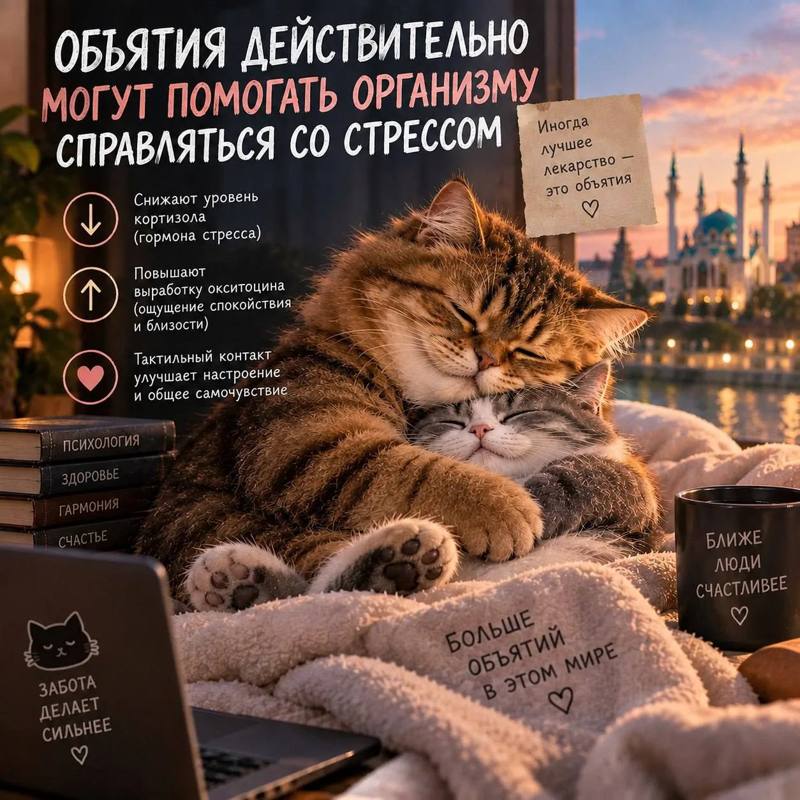​🤗 Объятия действительно могут помогать организму справляться со стрессом