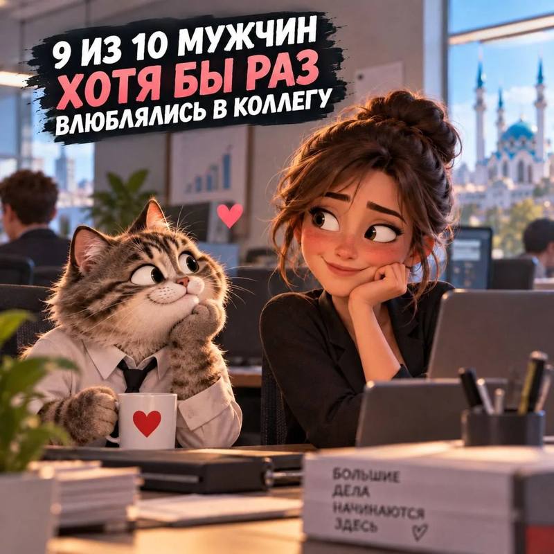 ​❤ 9 из 10 мужчин хотя бы раз влюблялись в коллегу
