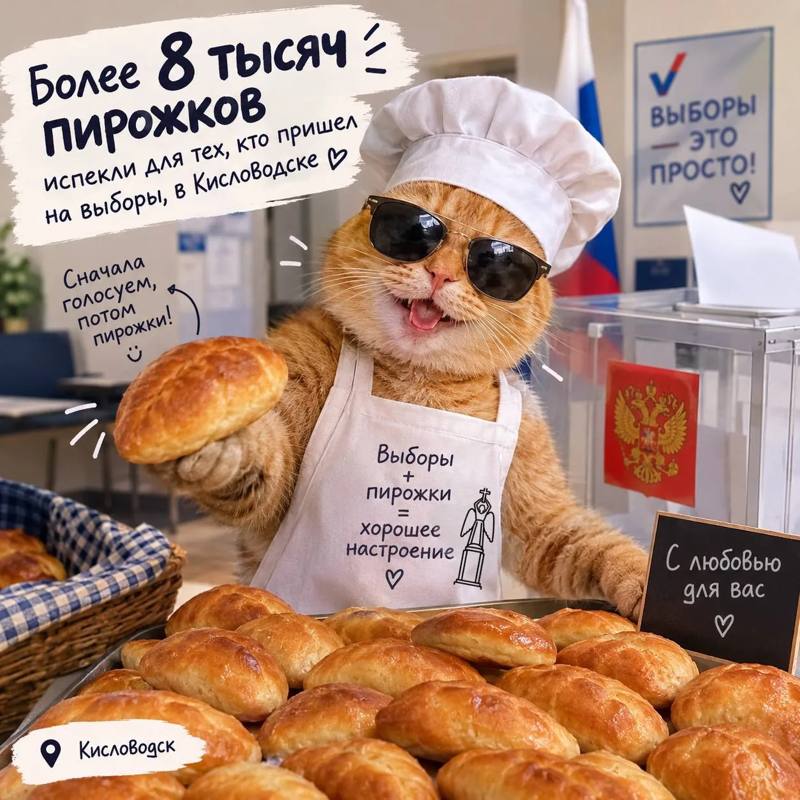 🤩 Более 8 тысяч пирожков испекли для тех, кто пришел на выборы, в Кисловодске