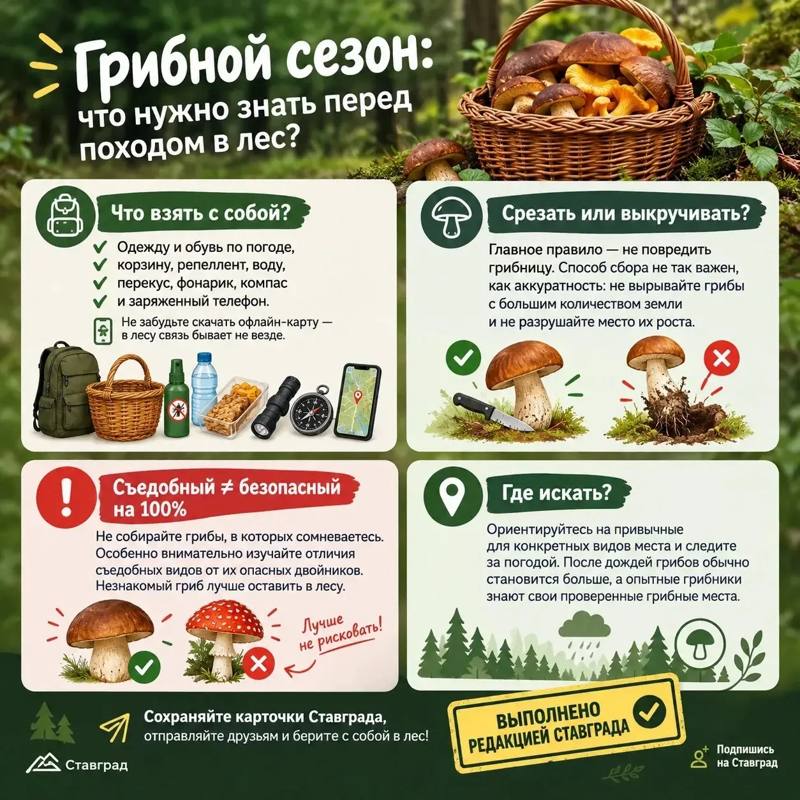 🍄 Грибной сезон: что нужно знать перед походом в лес?