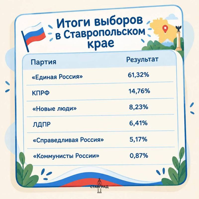 🇷🇺«Единую Россию» поддержало большинство ставропольцев