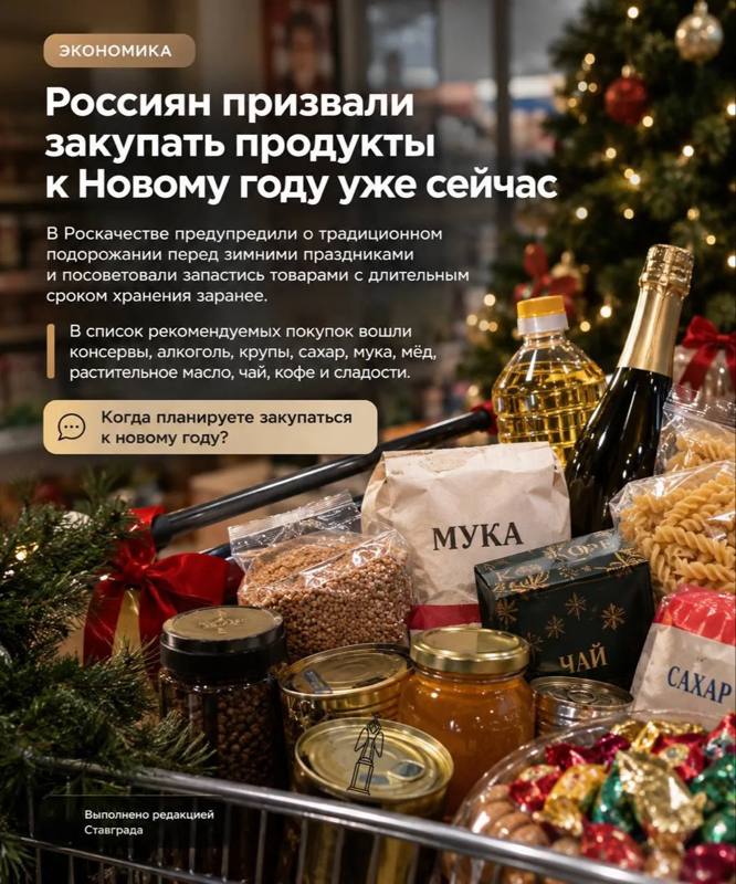 Россиян призвали закупать продукты к Новому году уже сейчас