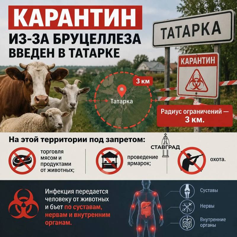 Карантин из-за бруцеллеза введен в Татарке
