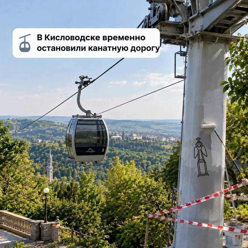 Канатную дорогу временно остановили в Кисловодске