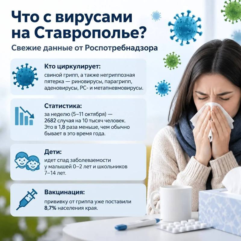 Что с вирусами на Ставрополье? Свежие данные от Роспотребнадзора