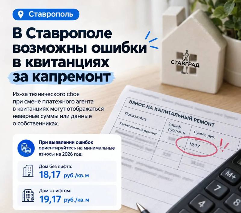 Ошибки в квитанциях за капремонт возможны в Ставрополе