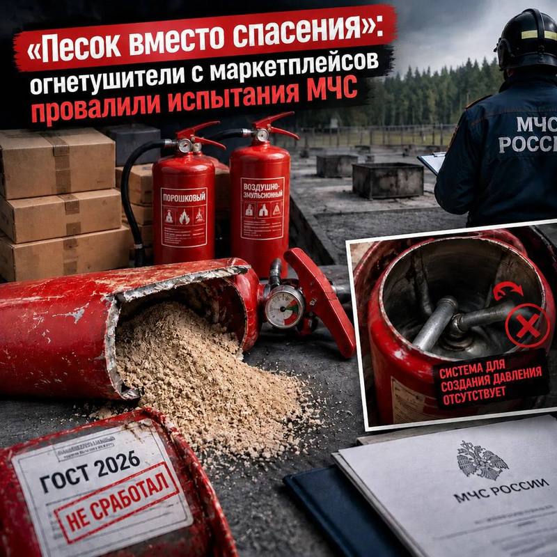 Песок вместо спасения»: огнетушители с маркетплейсов провалили испытания МЧС